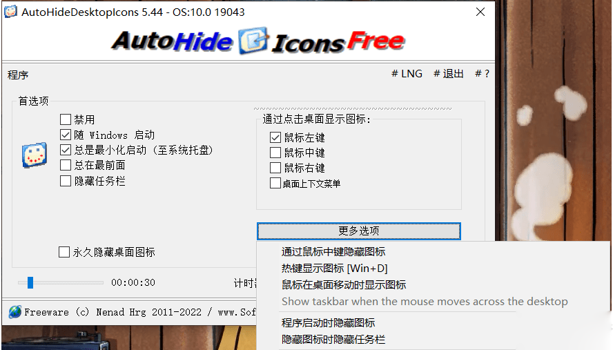 Auto Hide Desktop Icons绿色版 v5.44截图2